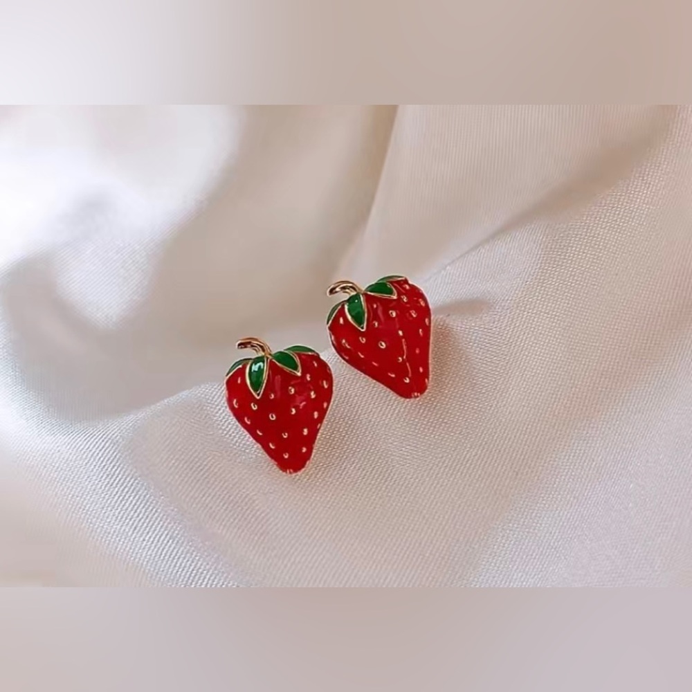 Strawberry Stud Earrings 18K Gold Plated Jewelry